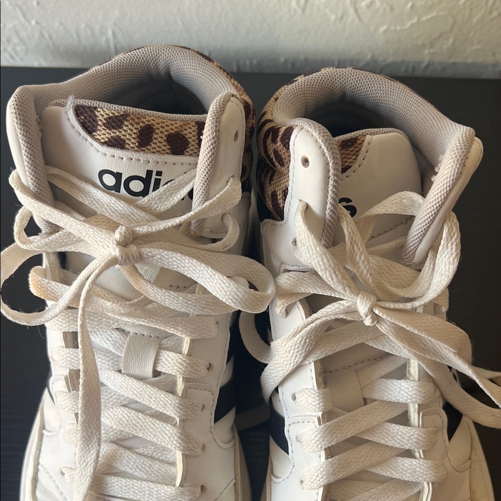 Adidas White and Black Sneakers with Leopard Detail - Picture 4 of 10